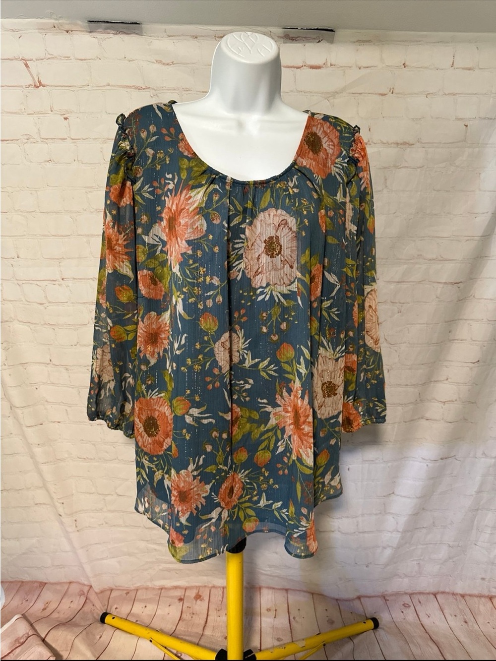 NWT LC Lauren Conrad Floral Peasant Top 2X